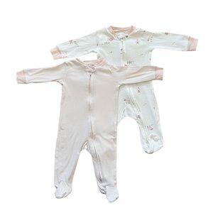 2 Pack Girls 6M Zip Up Pajamas Bundle